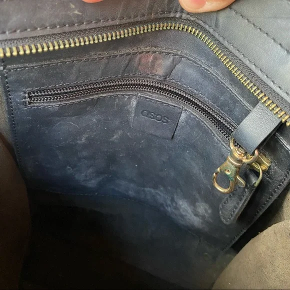 Asos black square leather backpack purse medium - Picture 3 of 10